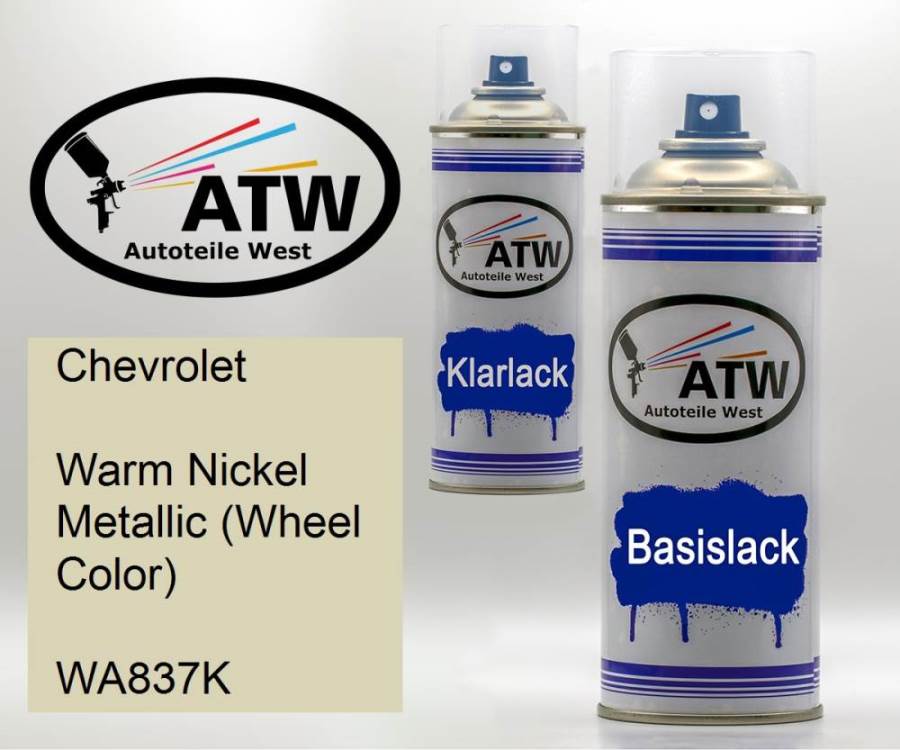 Chevrolet, Warm Nickel Metallic (Wheel Color), WA837K: 400ml Sprühdose + 400ml Klarlack - Set, von ATW Autoteile West.